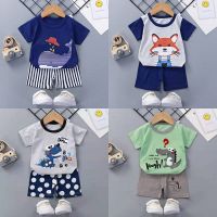 Cartoon Animals Print Tees Boys And Girls Wear Clothes Outfits Casual Crew Neck Pullover Pure Cotton Fashion Short Sleeve Sets  by Hs2023