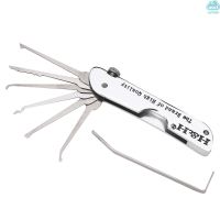 (H2106) Lock Picking Set Foldable 7 in 1 Stainless Steel Lock Pick Set with Wrench Compact Training Kit for Beginners Professionals