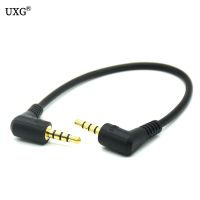 PVC Metal Right Angled 3.5mm 4 pole Jack Male To 3.5mm 4 pole Male Stereo Audio AUX Cable For Car AUX 90 Degree cable 20cm