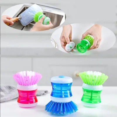 【CC】¤❐  Color Pot Dish Washing Utensils with Up Dispenser Household Cleaning Accessories
