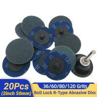 20Pcs 2 Inch Zirconia Quick Change Sanding Discs Roll Lock R-Type Sandpaper Abrasive Disc 50mm 1/4 Holder Paint Rust Removal