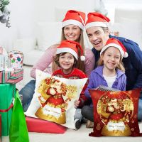 ；‘。、’ Christmas Cushion Cover Merry Christmas Decorations For Home 2023 Christmas Ornament Navidad Noel Xmas Gifts Happy New Year 2024