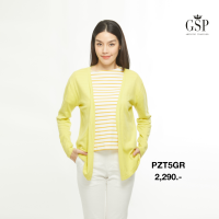 GSP จีเอสพี เสื้อคาดิแกน ผ้านิต แขนยาว สีเหลือง แต่งกระดุมผ่าหน้า (PZT5GR)