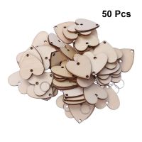 50pcs Heart Wooden Slices With 50 Iron Loops Set For Birthday Reminder Hanging Wooden Plaque Board DIY Calendar Accessories