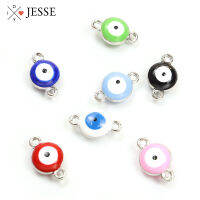 20pcs Enamel blueturkish Evil Eye BEAD Charm Connectors Eye จี้ Amulet เครื่องประดับทำ DIY ทองเหลืองกราฟิกอุปกรณ์เสริม