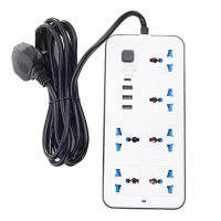 DIANPU-4 （white）ปลั๊กต่อพร้อม Usb Universal Power Strip 6ปลั๊กไฟพร้อมเอาต์พุต USB Type-C 3-1 2.1A /5V 2 M ปลั๊กต่อปลั๊กรางปลั๊กไฟ2500W พร้อมพอร์ต USB 3-1EU Plug