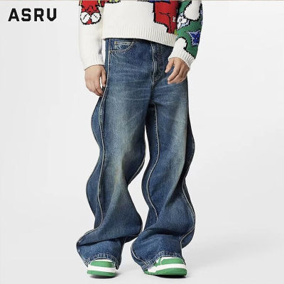 ASRV กางเกงยีนส์ชาย กางเกงขายาว ชาย กางเกงยีนส์ผู้ชาย jeans for men กางเกงยีนส์ขาตรงขากว้างทรงหลวมดีไซน์วินเทจ