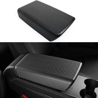 Center Armrest Box Cover Trim for Tesla Model 3 2017-2022 Model Y 2021-2022 Interior Spare Parts Accessories ABS Carbon Fiber