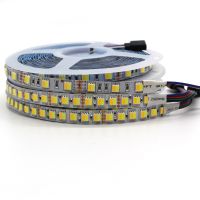 ไฟแถบไฟ LED 5M 5050 5025 CCT WW + CW สีอุณหภูมิปรับได้สายโคมไฟเทป Led กันน้ำ IP20 120Leds/M 12V 24V