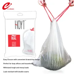 100 pieces of E-Clean 10L Garbage Trash bags bin liners on a roll -  Starsealed