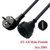 Black 16A 250V Copper 0.3M 0.5M EU 4.8MM German France Belgium Spain Netherlands 4.8MM male to female extension power cable