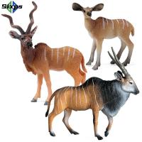 หกของขวัญของเล่นเรียนรู้วิทยาศาสตร์และธรรมชาติจำลองสัตว์ป่า Bongo Antelope โมเดล Pronghorn รูปแกะสลักสวนสัตว์