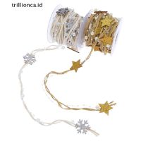 【trillionca】 2022 Navidad Christmas Ornaments Ribbon Star Bead Chain Ribbon Christmas Decor ID