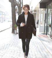 CLASSIC BLACK COAT เนื้อนุ่ม บุซับใน [ เสื้อโค้ท กันหนาว สีดำ ] พร้อมส่ง BLACK