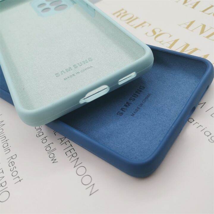 yellow-peach-flavor-เคสสำหรับ-a53-5g-silky-silicone-cover-soft-touch-back-protective-housing-samsung-galaxy-4g-พร้อมกล่องโลโก้