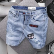 HCMQUẦN SHORT JEAN NAM MÀU XANH NHẠT PHỐI LOGO CỰC CHẤT CHẤT BÒ CO GIÃN