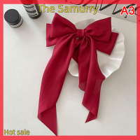 Samurry ✨Hot Sale✨ Car โบว์ริบบิ้นกิ๊บติดผมที่คาดผมกิ๊บหนีบผมแบบหนีบผมแบบหนีบในฤดูใบไม้ผลิหรูหราเรียบง่ายเครื่องประดับผมสีแดงสำหรับงานปาร์ตี้ย้อนยุค