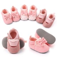 Newborn Baby Shoes Girl Princess Pink Bowknot Toddler PU Rubber Anti-slip First Walkers Shoes（0-18 M）