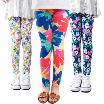 Girls Leggings for Kids Rainbow Print Casual Floral Pencil Pants
