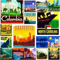 แม่เหล็กติดตู้เย็น นอร์ทแคโรไลนา USA ขนาด 2 × 3 นิ้ว วินเทจ Fridge magnet North Carolina America Souvenir Vintage 2x3 inch รับสั่งทำผลิต Made to order