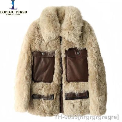 ☂▼ hrgrgrgregre Casaco de pele cordeiro natural real para mulheres jaqueta virada baixo casacos grossos moda feminina alta qualidade novo inverno 2023
