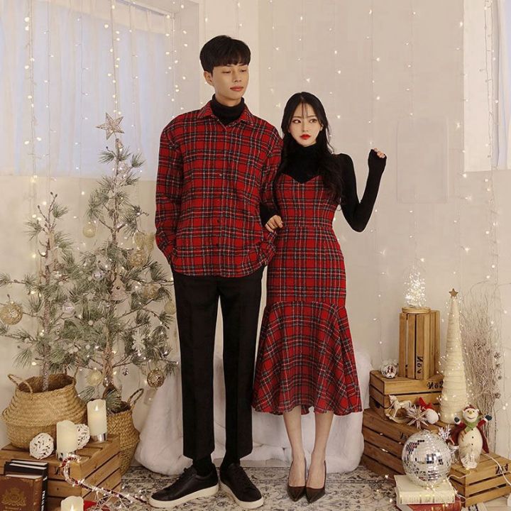Áo đôi nam nữ thời trang thu đông Hàn Quốc Set váy Babydoll áo sơ mi đôi  cao cấp HQCOUPLE AV70  MixASale