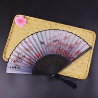 Folding Hand Fans Silk Fabric And Hollow Carved Bamboo Handheld Folding Fan Chinese Style Hand Fan Folding With Tassels For Party Wedding Dancing Deco