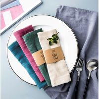 Linen Cloth Table Napkin Polyester Handkerchief Cloth For Diner Party Xmas Solid Cup Dishes Napkins Table Decorative