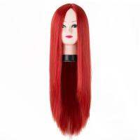 Red Wigs Fei-Show Middle Part Line Synthetic Long Straight Hair Heat Resistant Fiber Female Costume Cos-play Carnival Hairpieces Wig  Hair Extensions