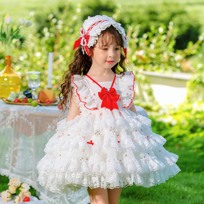 กระโปรงโลลิต้าสำหรับเด็กชุดกระโปรงเป็นชั้นลายดอกไม้น่ารักใหม่2023