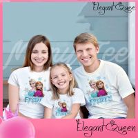 สง่างามเรียบหรู❤Queen Frozen Family Matching T-Shirts Mommy Daddy And Me Summer Short Sleeve Shirts Family Look Tops Tee Shirts