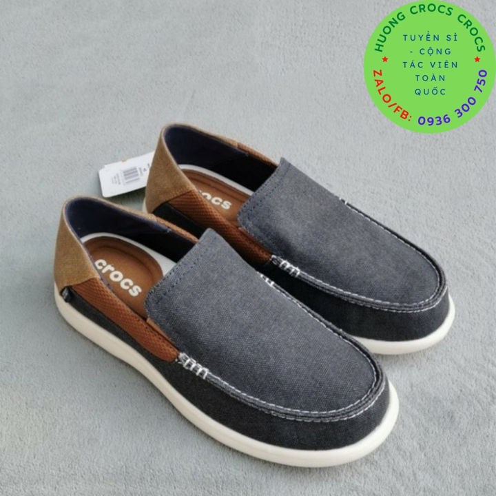 GIÀY VẢI BỐ CROCS SANTA CRUZ II SLIP ON CHO NAM MÀU NAVY GÓT NÂU 