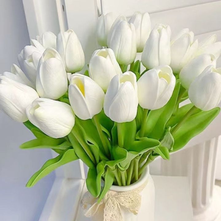 1/10 Chiếc Tulip Hoa Giả Thực Cảm Ứng Bó Hoa Giả Trang Trí Đám ...