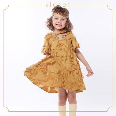 Kloset (AW18 - KD006) Mini Dress With Embellish Detail ชุดเดรสเด็ก เสื้อผ้าเด็ก ชุดเด็ก