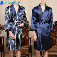 COD SDFGDERGRER Men Sleepwear Wrap Nightwear Men Casual Home Robe Plus size Bathrobe With pocket Nightgown