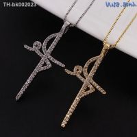 ✌ MHS.SUN New Women Cubic Zircon Jewelry Necklace With Fe Faith Cross Pendant Necklace Gold Silver Color CZ Crystal Chain Necklace