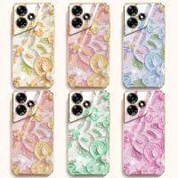 เคสโทรศัพท์สำหรับ Infinix 30 Play 30i สุดฮอต X669 X6831สไตล์ภาพวาดสีน้ำมันดอกไม้แบนเคสนิ่มเคลือบอิเล็คโทรเพลทกรอบสายคล้อง