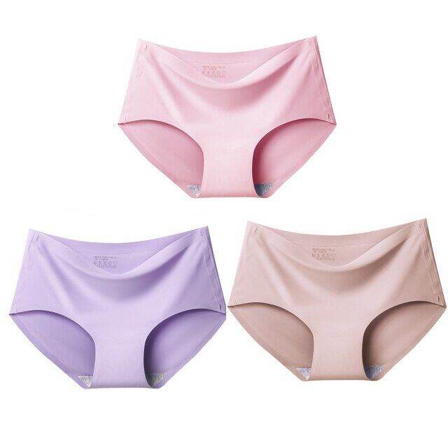 2023-korean-size-4xl-women-seamless-panties-silk-mid-waist-underwear-for-female-3pcs-large-size-womens-panties-set-underpant-lingerie