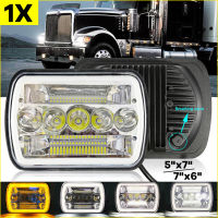 1Pc 5X7 7X6รถ LED ไฟหน้า Hi-Lo Beam DRL ไฟเลี้ยวสแควร์สำหรับ Jeep Cherokee XJ Wrangler YJ สำหรับ Gmcford อุปกรณ์เสริม