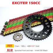 Nhông sên dĩa Exciter 150 14-44 sên màu 10 ly SSS , dĩa DID đen