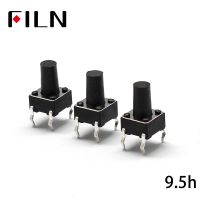 FL7-010-6*6J-H9.5 50PCS 6X6X9.5MM Tact Switch Push Button Switch 12V Copper 4PIN DIP Micro Switch For TV/Toys/home use Button