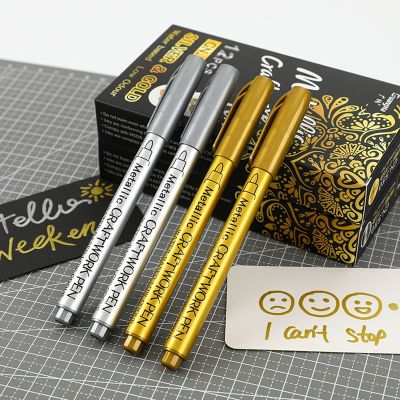 【CC】✜❈☞  Metal Permanent Paint Pens Gold Craftwork Resin Mold Painting Student Supplies