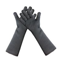 [Fast delivery] 48cm long cut-resistant thick protective gloves extended steel wire level 5 cut-resistant fish killing gloves factory outdoor