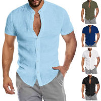 2023 การค้าต่างประเทศข้ามพรมแดนฤดูร้อนใหม่คาร์ดิแกนคอตั้งแขนสั้นเสื้อผู้ชายการค้าต่างประเทศเสื้อผ้าผู้ชาย