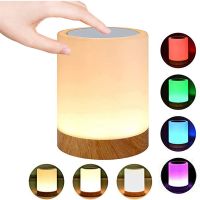 Night Light Touch Sensor Lamp Bedside Table Lamp for Kids Bedroom Rechargeable Dimmable Warm White Light RGB Color Changing