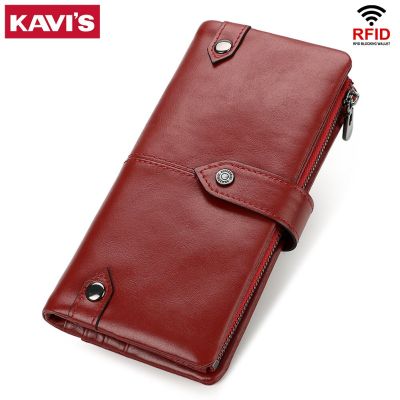 ZZOOI Womens Long Zipper Wallet Genuine Leather Wallets for Women RFID Blocking Clutch Bag Credit Card Holder Bag Purses Wallet Girls