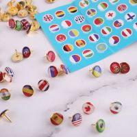 100pcs/box Map Tacks National Flag Glue Thumbtack Push Pins Notice Board Markers School Office Supplies C26 Clips Pins Tacks