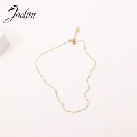 Joolim Jewelry Wholesale Tarnish Free Elegant Fine Freshwater Rice Pearl Choker Chain Stainless Steel Necklace For Women