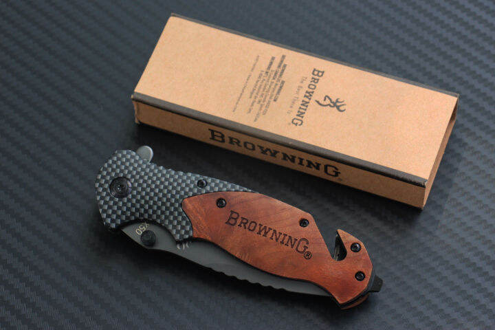 มีดพับ-browning-x50-ด้ามไม้ลายคาร์บอนไฟเบอร์