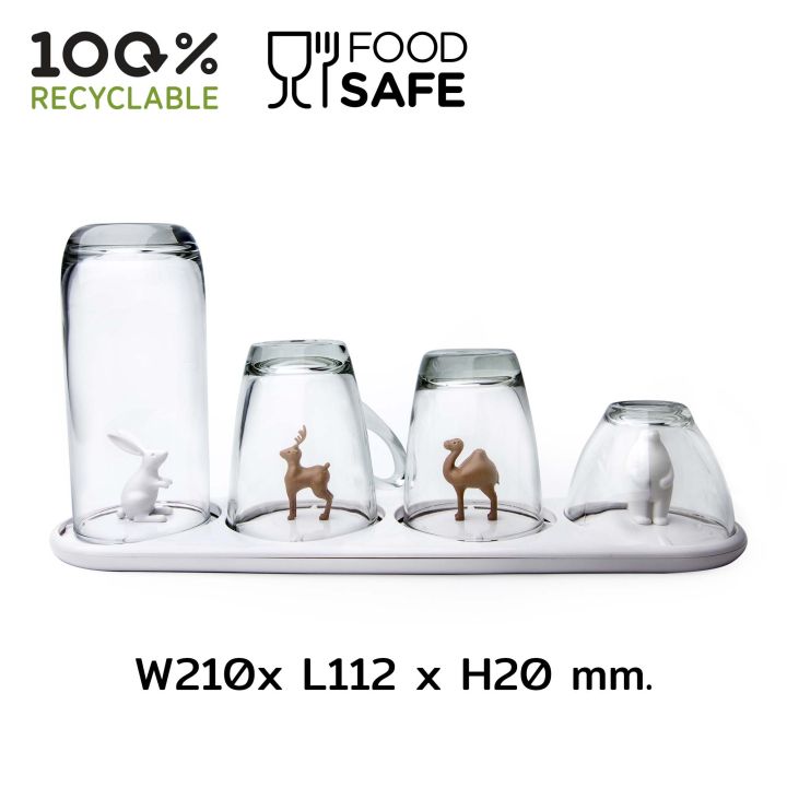 ถาดคว่ำแก้ว-ที่คว่ำแก้ว-รุ่นสหาย-4-ตัว-คว่ำแก้วได้-4-ใบ-qualy-animal-parade-glass-tray